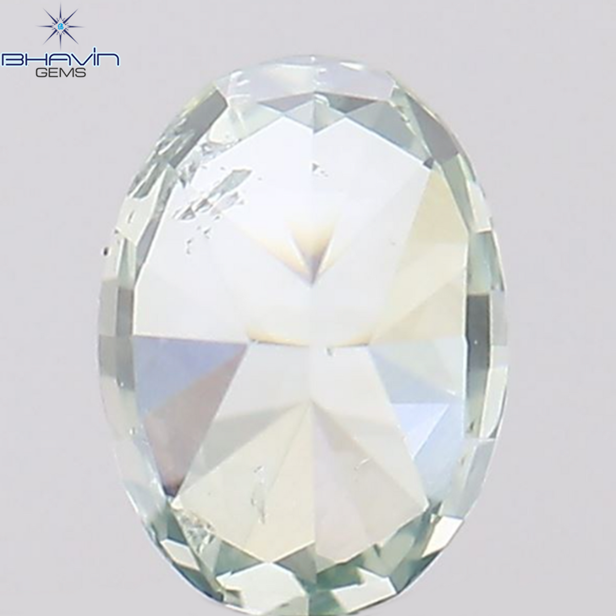 0.10 CT オーバルシェイプ ナチュラル ダイヤモンド ブルーイッシュ グリーン カラー VS1 クラリティ (3.57 MM)