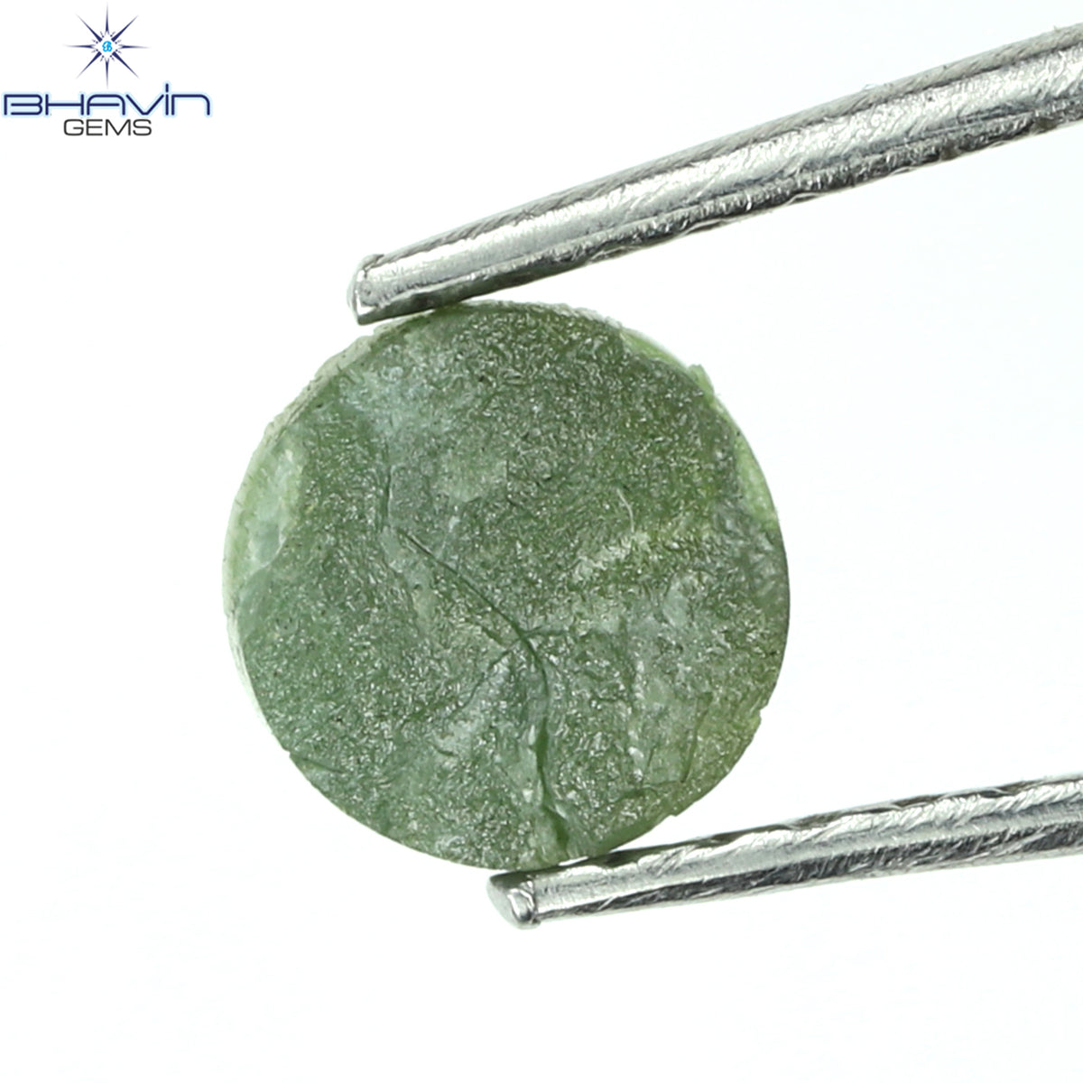 0.42 CT Natural Round Rough Diamond Enhanced Green Color Clarity I3 (5.00 MM)