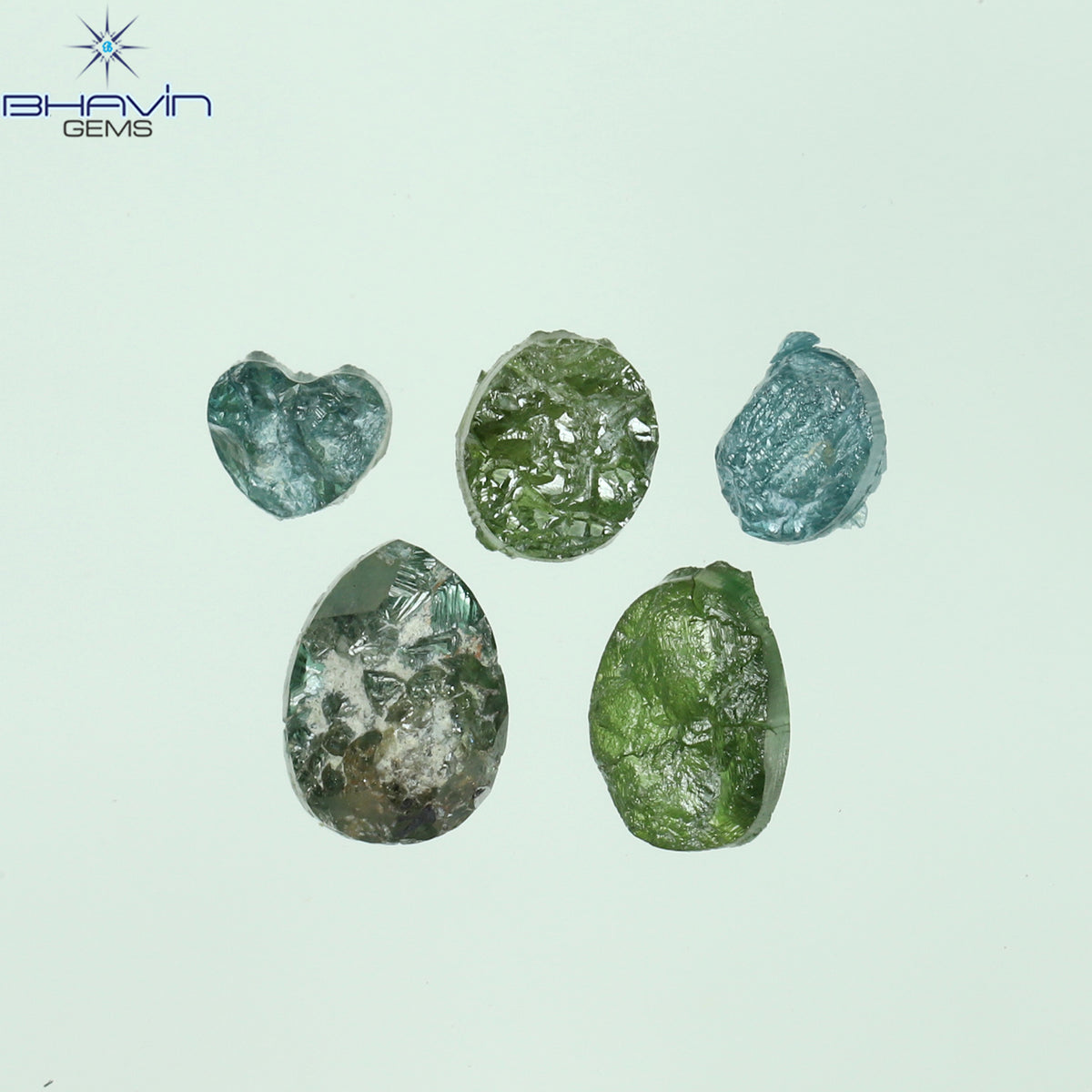 1.05 CT、ノーカット ポルキ シェイプ、天然ダイヤモンド、ブルー カラー、I3 クラリティ (5.42 MM)