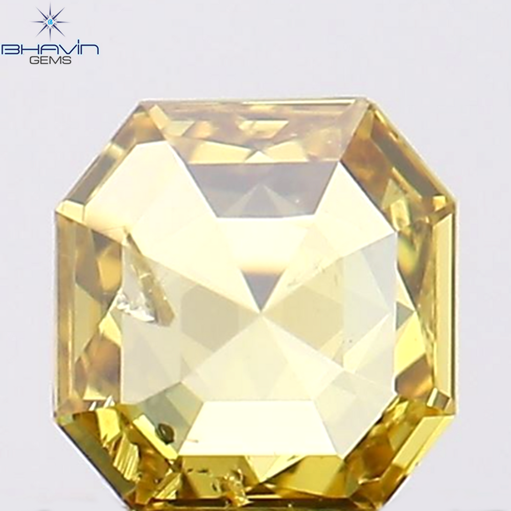 0.18 CT Asscher Shape Natural Loose Diamond Orange Yellow Color SI2 Clarity (3.57 MM)