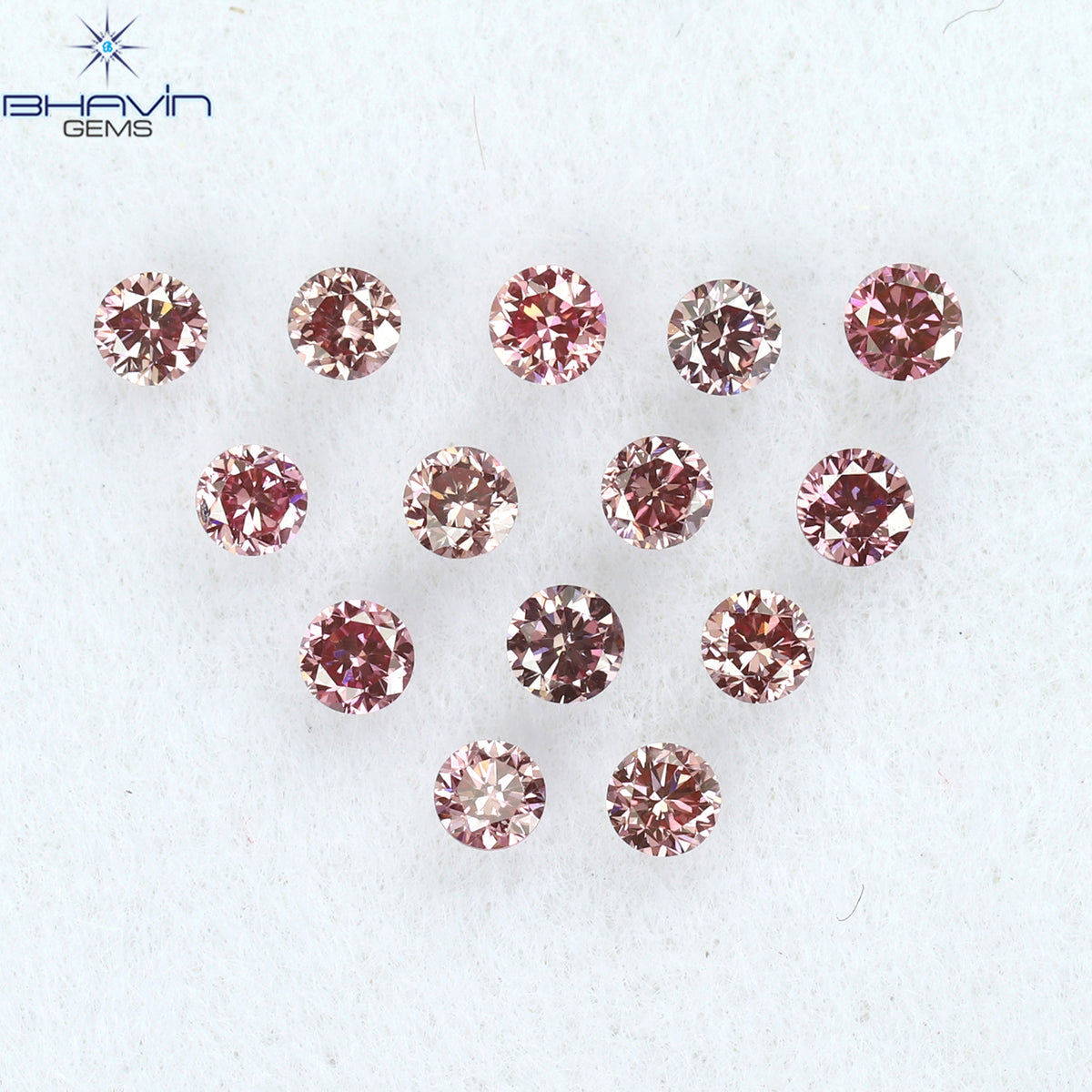0.30CT/14PCS ラウンドダイヤモンド ビビッドピンクカラー 天然ダイヤモンド VS クラリティ (1.70MM)
