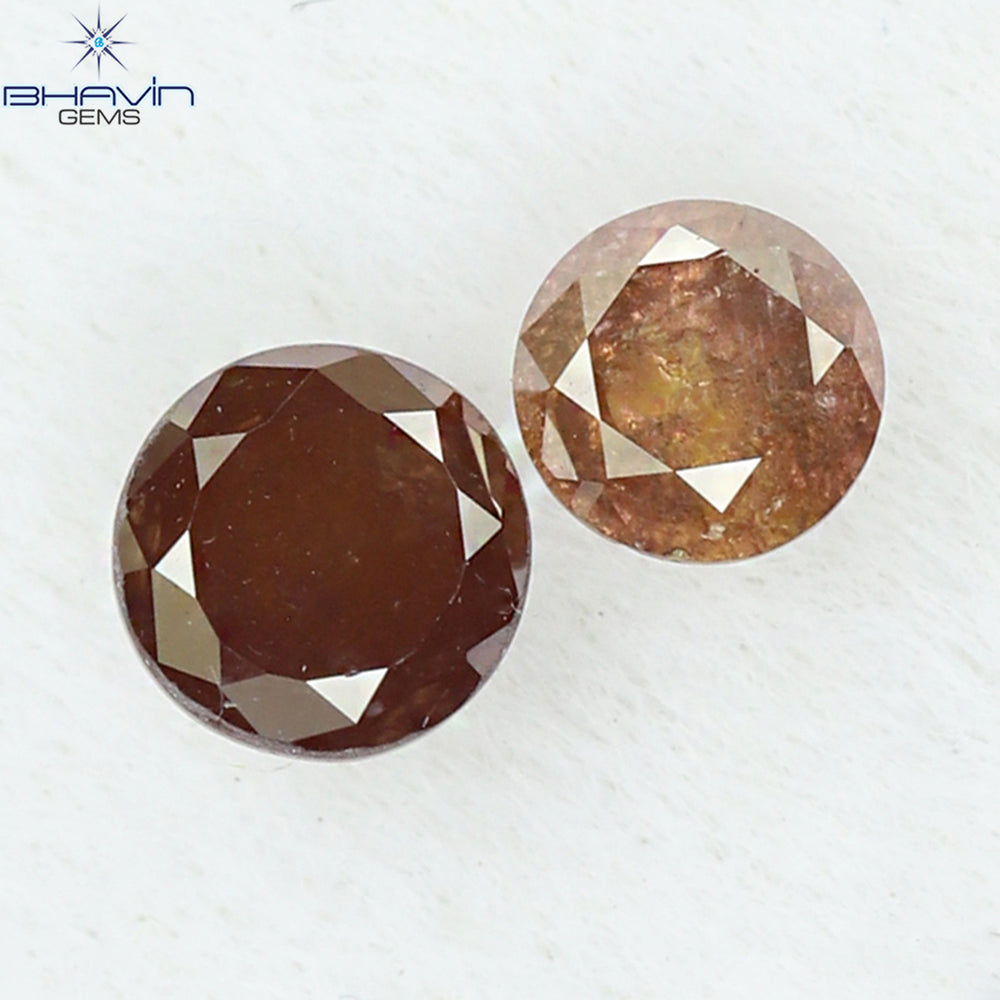 0.15 CT/2 Pcs Round Shape Natural Loose Diamond Pink Color I3 Clarity (2.75 MM)
