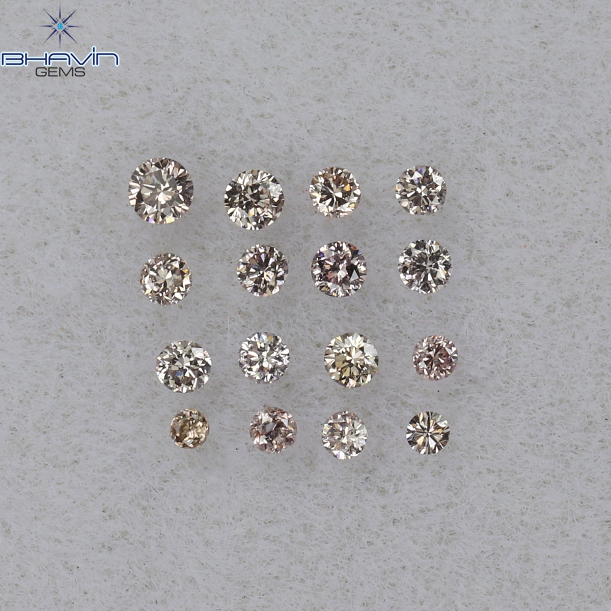 0.09 CT/16 Pcs Natural Round Diamond Brown Pink (Argyle) Color Clarity VS2 (1.40 MM)