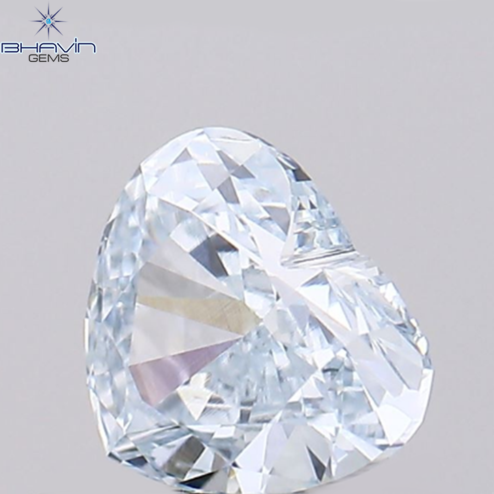 0.45 CT ハートシェイプ 天然ダイヤモンド 緑がかった青色 VS1 クラリティ (4.36 MM)