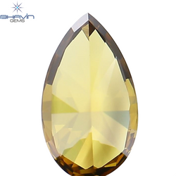0.39 CT Pear Shape Natural Diamond Enhanced Champagne Color VS1 Clarity (6.36 MM)