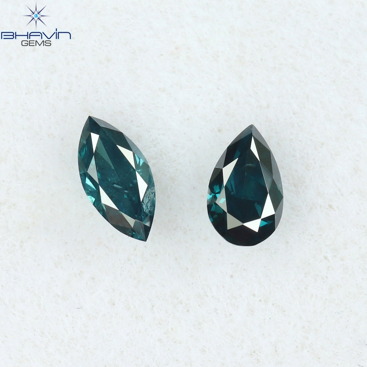 0.13 CT/2 ピース ミックス シェイプ ナチュラル ダイヤモンド ブルー カラー SI1 クラリティ (3.80 MM)
