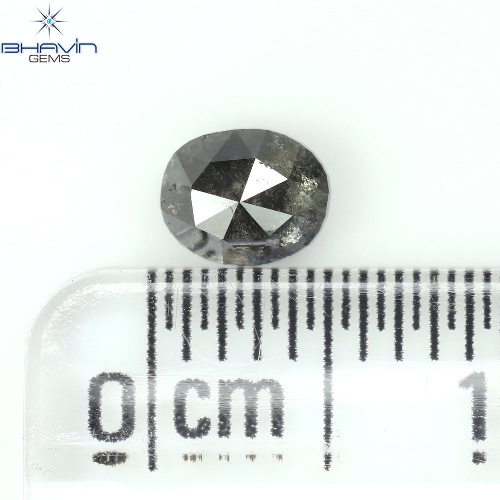 0.45 CT オーバルシェイプ ナチュラル ダイヤモンド ソルト アンド パッパー カラー I3 クラリティ (4.83 MM)