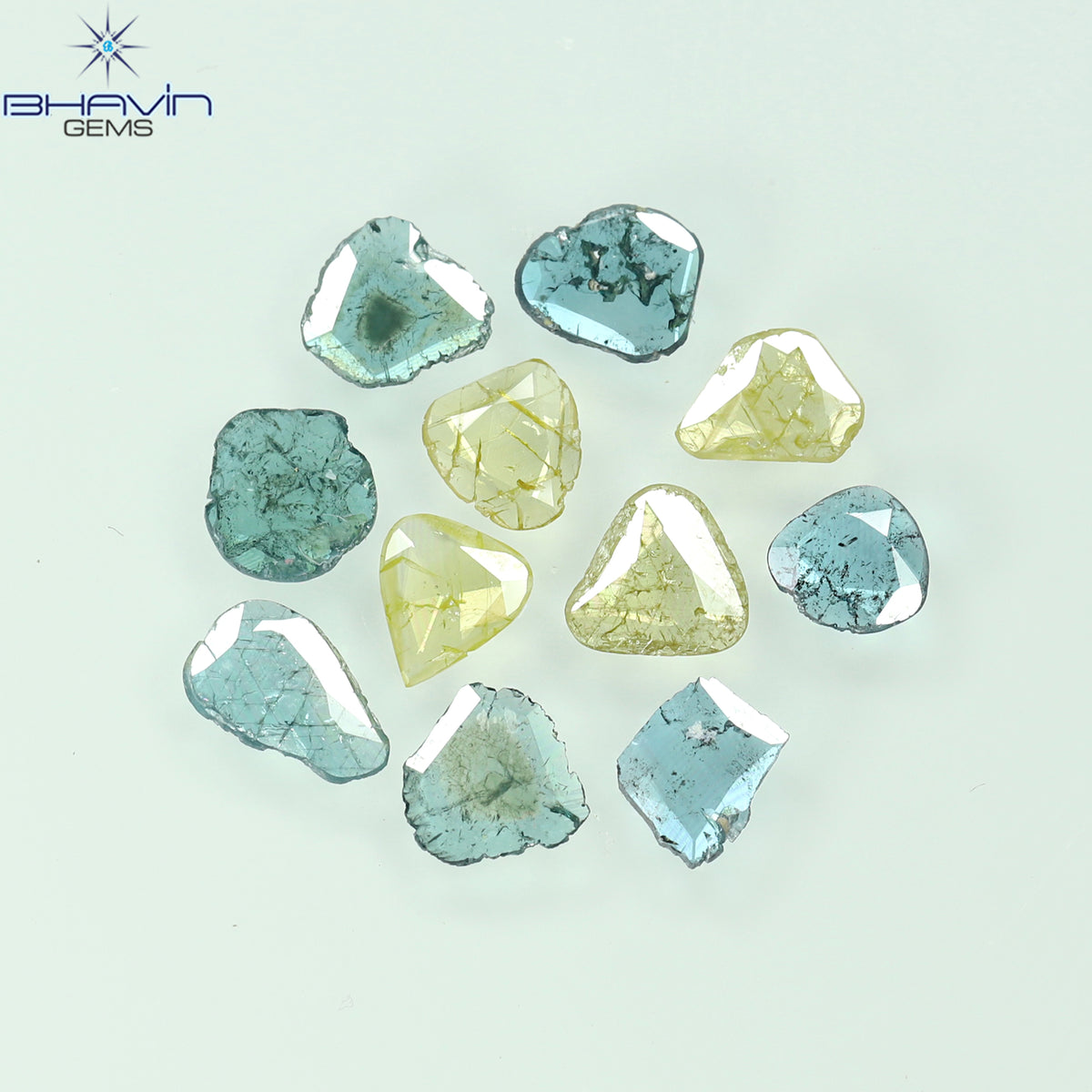 1.19 CT/11 Pcs Natural Slice Diamond Enhanced Blue Color Clarity I3 (6.08 MM)