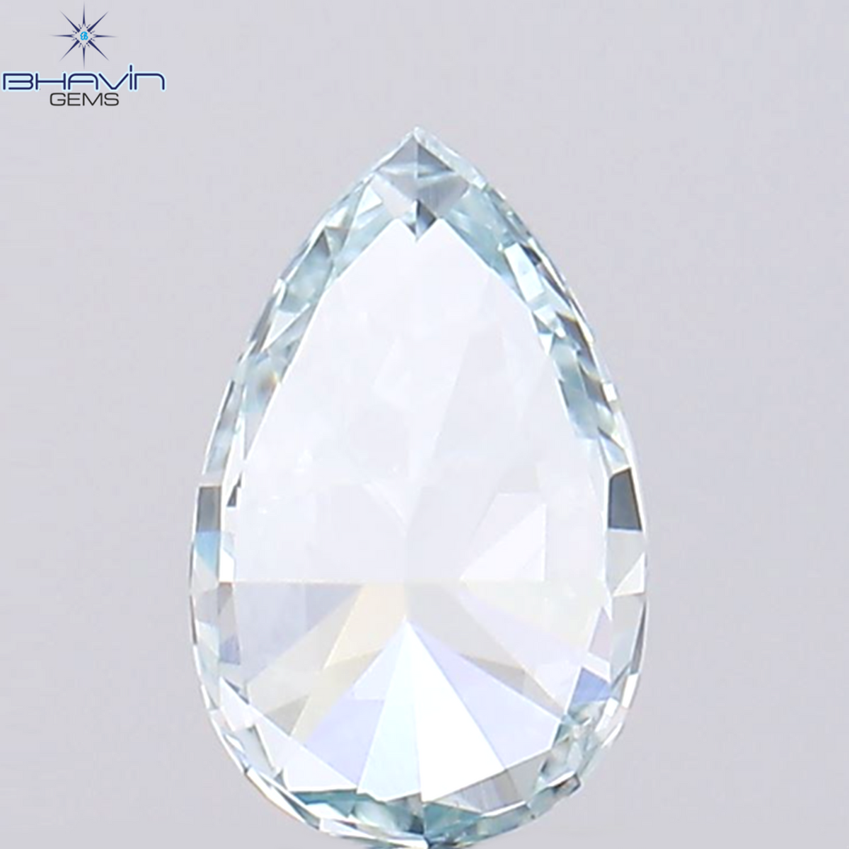 0.37 CT ペアシェイプ ナチュラル ダイヤモンド グリーンがかったブルー カラー VS1 クラリティ (6.00 MM)