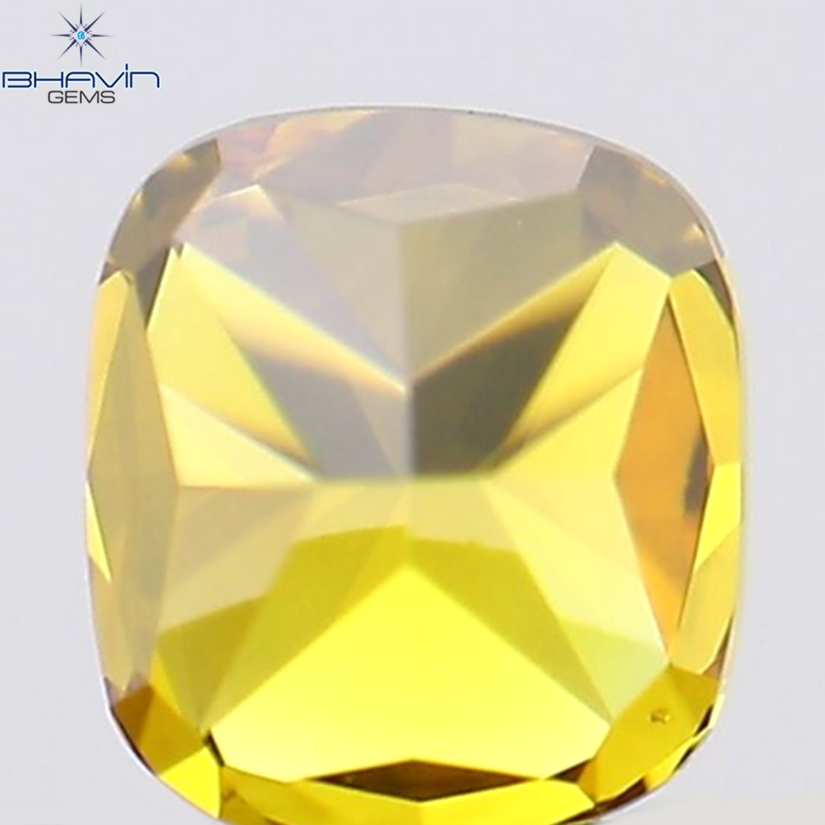 0.19 CT Natural Cushion Diamond Enhanced Orange Yellow Color Clarity VS1 (3.20 MM)