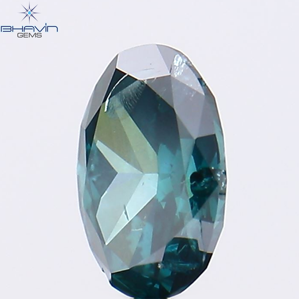 0.42 CT Natural Oval Diamond Enhanced Greenish Blue Color Clarity SI2 (5.66 MM)