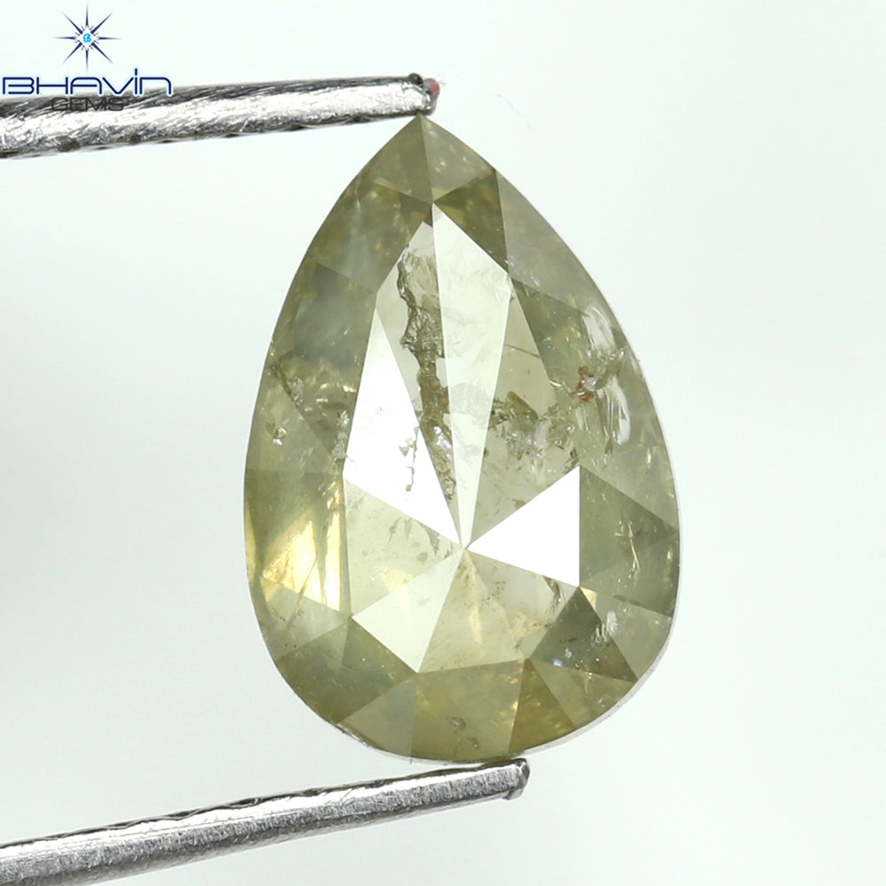 1.66 CT Pear Shape Natural Loose Diamond Green Yellow Color I3 Clarity (8.95 MM)