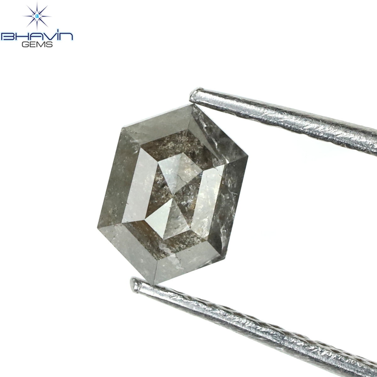 0.48 CT 六角形 天然ルース ダイヤモンド ソルト アンド ペッパー カラー I3 クラリティ (5.06 MM)
