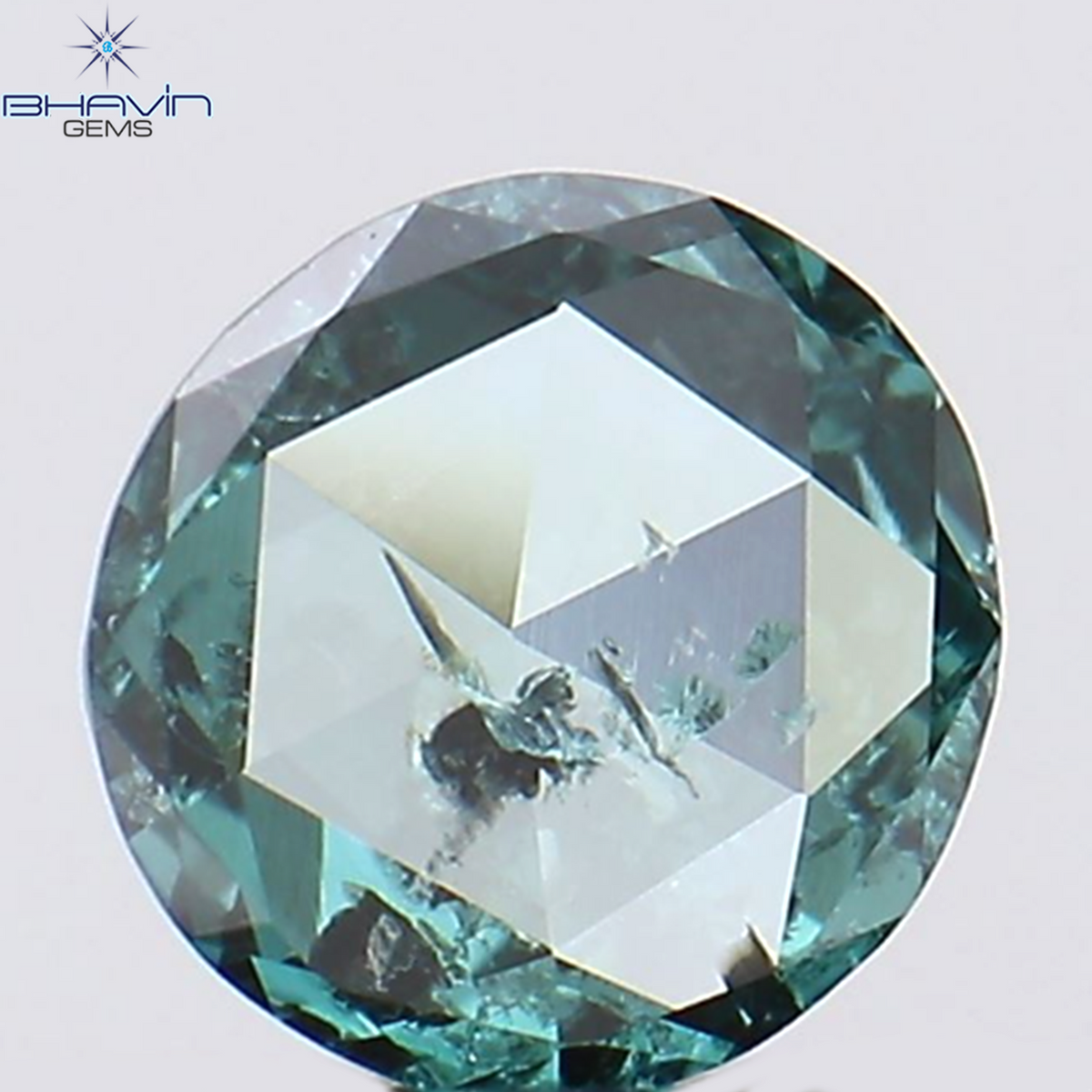 0.14 CT ラウンド ローズ カット シェイプ ナチュラル ダイヤモンド ブルー カラー I1 クラリティ (3.84 MM)