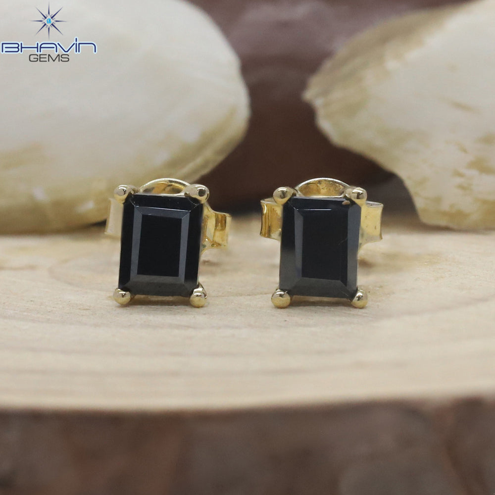 Diamond Pendant-Earring, Emerald Diamond, Black Diamond, Yellow Gold, Bridal Necklace
