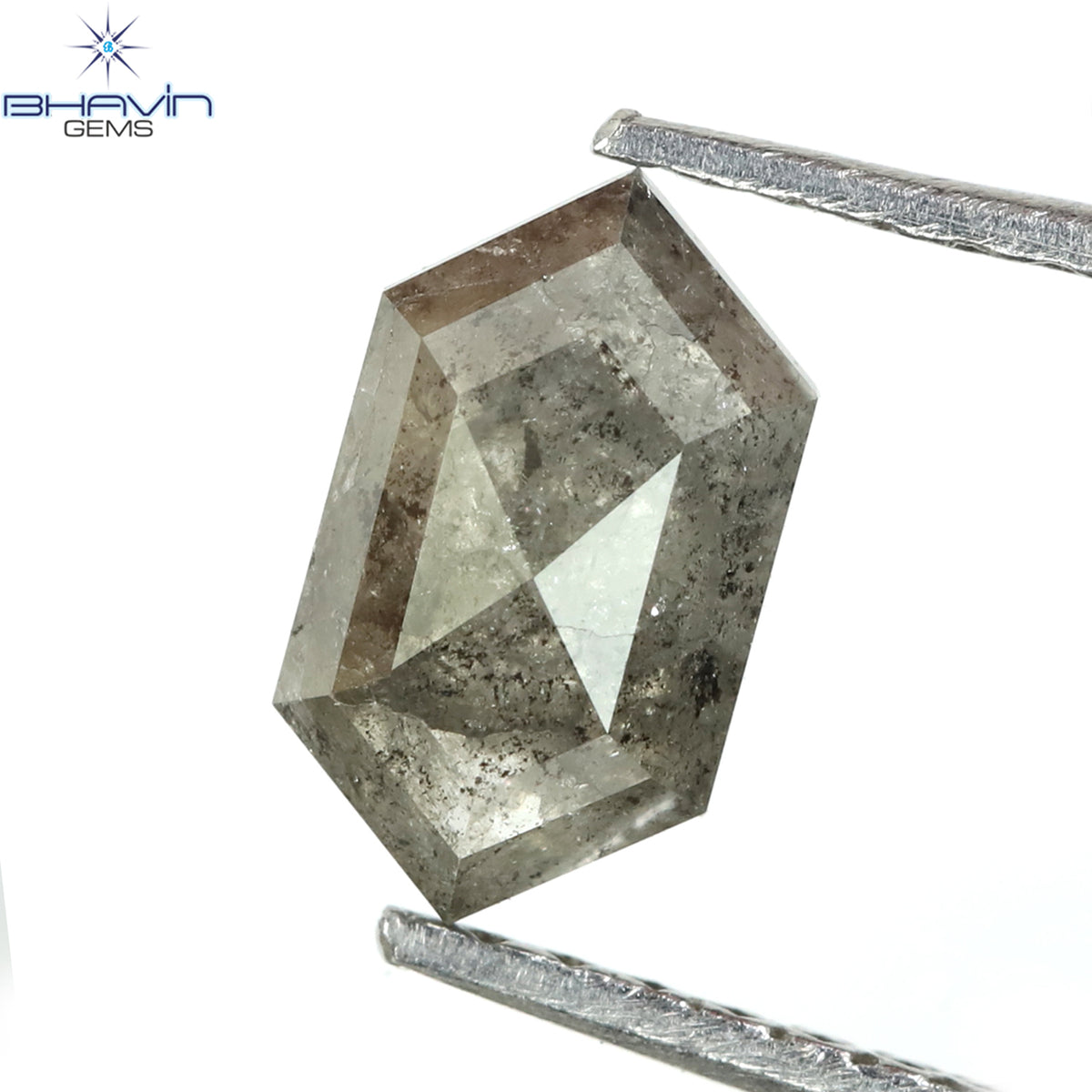 0.72 CT 六角形 天然ルース ダイヤモンド ソルト アンド ペッパー カラー I3 クラリティ (7.84 MM)