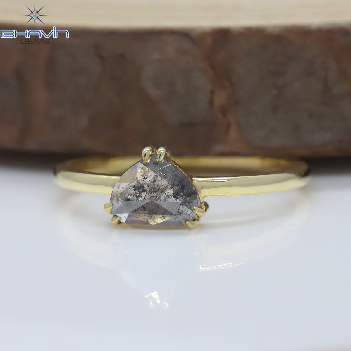 ハート ダイヤモンド 天然ダイヤモンド リング ソルト アンド ペーパー ダイヤモンド ゴールド リング 婚約指輪