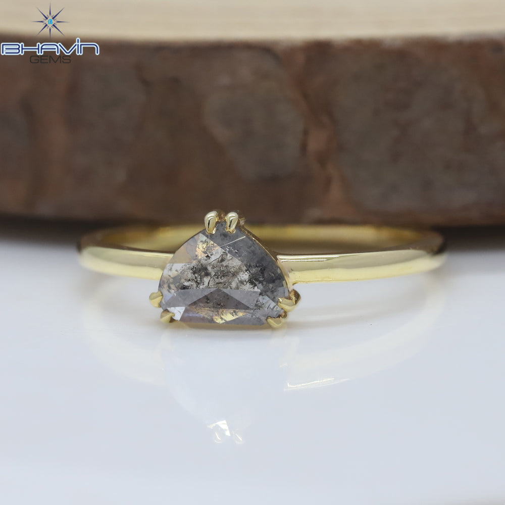 Heart Diamond Natural Diamond Ring Salt And Papper Diamond Gold Ring Engagement