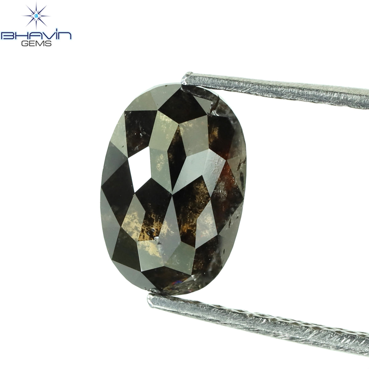 0.36 CT オーバルシェイプ ナチュラル ダイヤモンド ソルト アンド パッパー カラー I3 クラリティ (4.66 MM)
