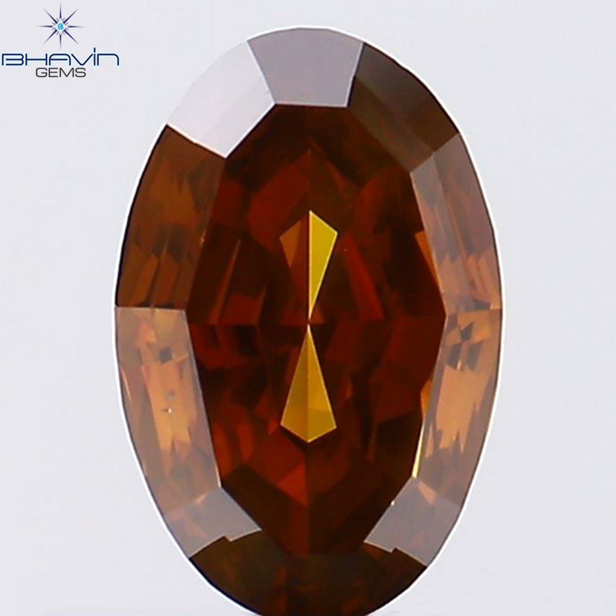 0.63 CT オーバルシェイプ ナチュラル ダイヤモンド オレンジ色 SI2 クラリティ (6.04 MM)