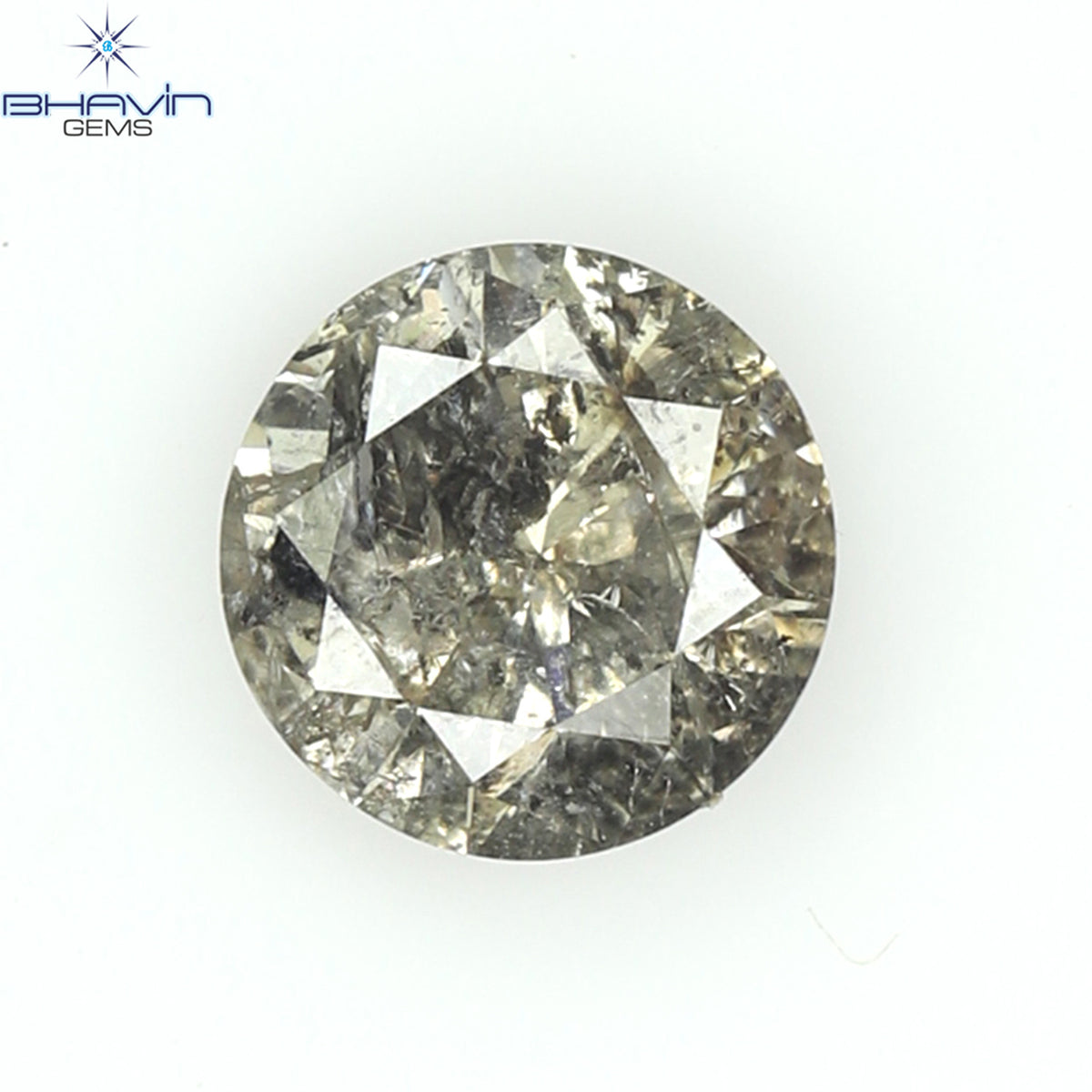 0.41 CT ラウンド シェイプ ナチュラル ルース ダイヤモンド ソルト アンド ペッパー カラー I3 クラリティ (4.77 MM)