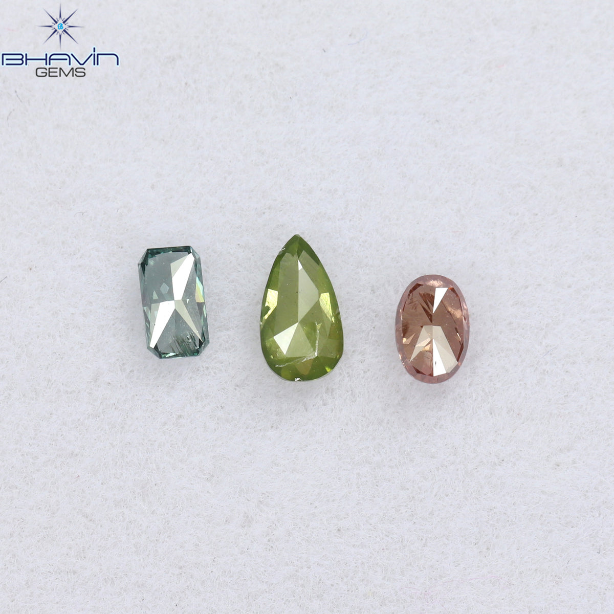 0.34 CT/3 ピース ミックス シェイプ ナチュラル ダイヤモンド ミックス カラー SI2 クラリティ (4.75 MM)
