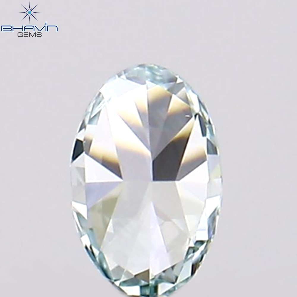 0.12 CT Natural Oval Diamond Enhanced Bluish Green Color Clarity VS1 (3.26 MM)