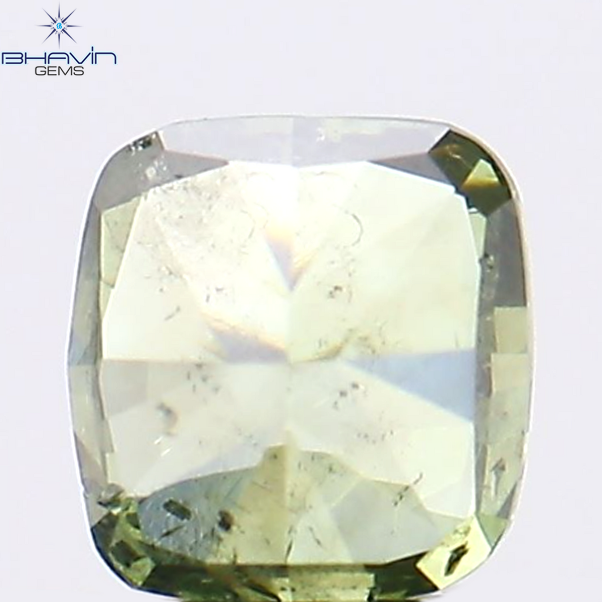 0.28 CT クッション シェイプ ナチュラル ルース ダイヤモンド 強化グリーン カラー SI2 クラリティ (3.68 MM)