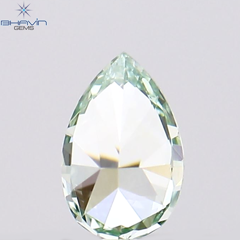 0.15 CT ペアシェイプ ナチュラル ダイヤモンド ブルーイッシュ グリーン カラー VS1 クラリティ (4.02 MM)