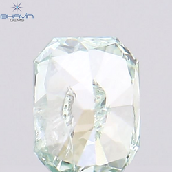 0.16 CT Radiant Shape Natural Diamond Blueish Green Color I1 Clarity (3.48 MM)