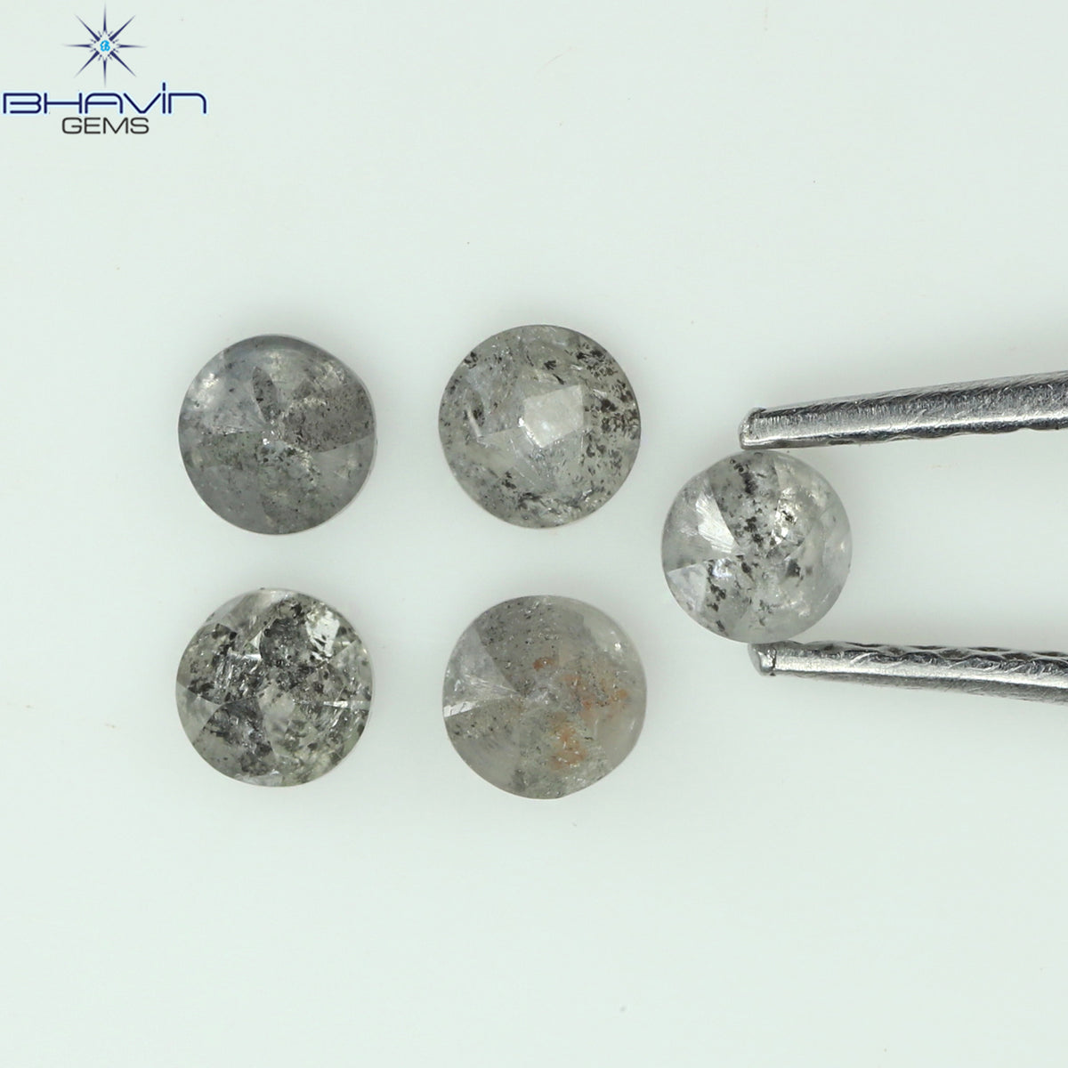 0.55 CT/5 Pcs Natural Uncut Diamond Salt And Pepper Color Clarity I3 (2.98 MM)