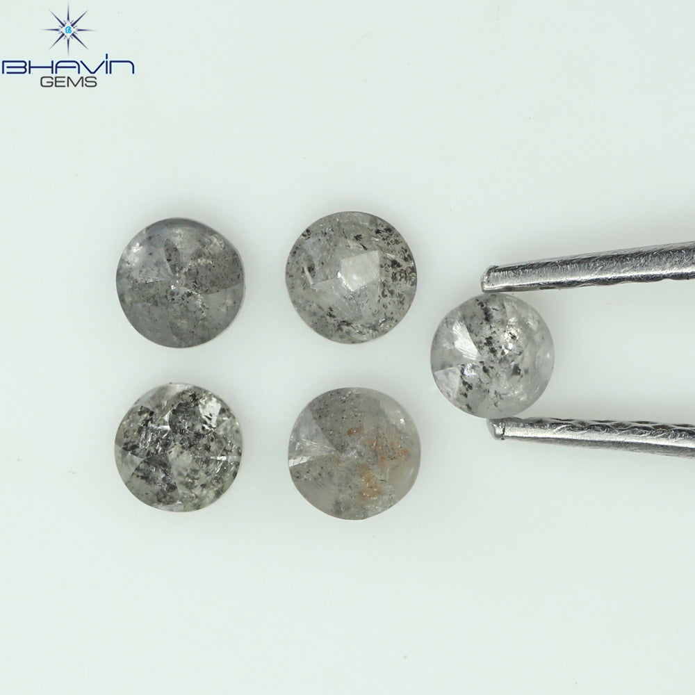 0.55 CT /5 Pcs Uncut Shape Salt And Pepper Natural Loose Diamond I3 Clarity (2.98 MM)