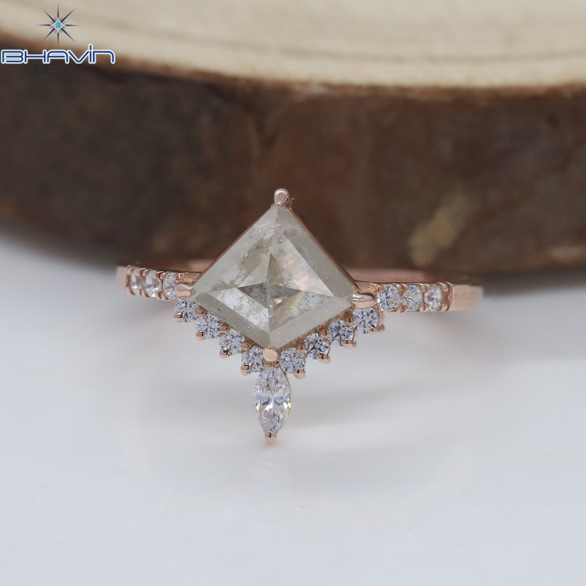 Kite Diamond  White Salt And Pepper Diamond Natural Diamond Ring Gold Ring Engagement Ring