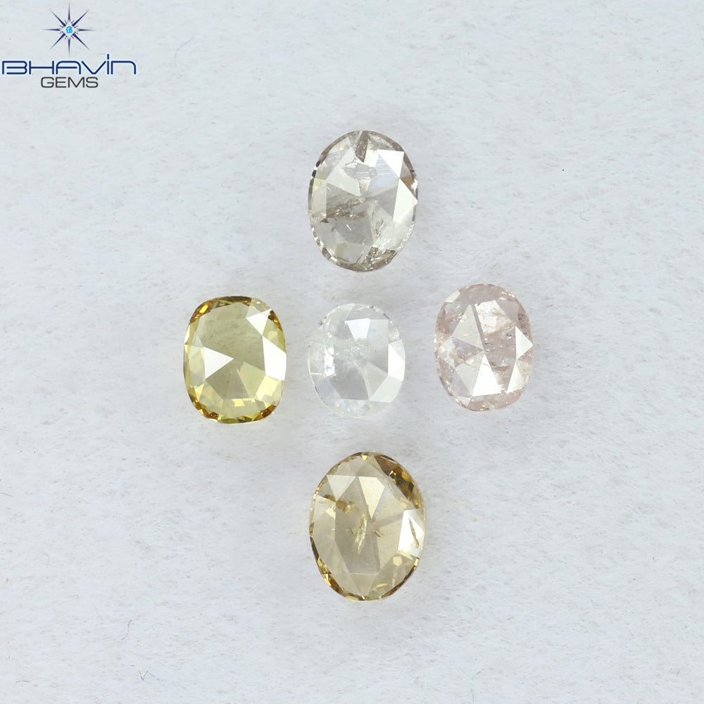 0.50 CT/5 Pcs Oval Shape Natural Diamond Mix Color SI2 Clarity (4.00 MM)
