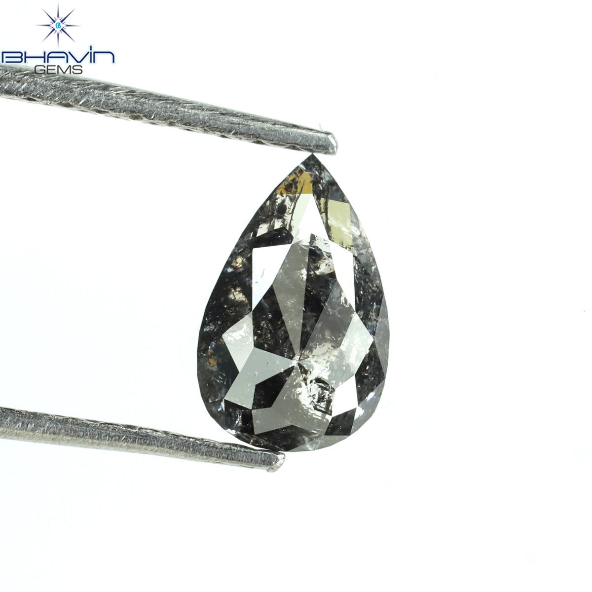 0.39 CT ペアシェイプ ナチュラル ルース ダイヤモンド ソルト アンド ペッパー カラー I3 クラリティ (5.27 MM)