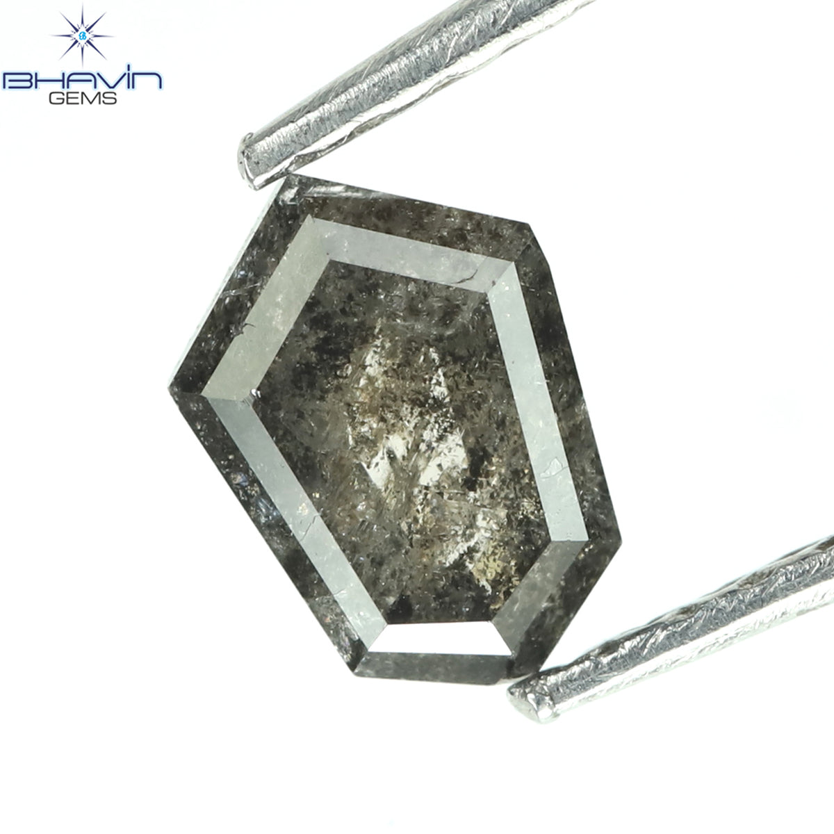 0.52 CT シールド シェイプ ナチュラル ルース ダイヤモンド ソルト アンド ペッパー カラー I3 クラリティ (6.15 MM)
