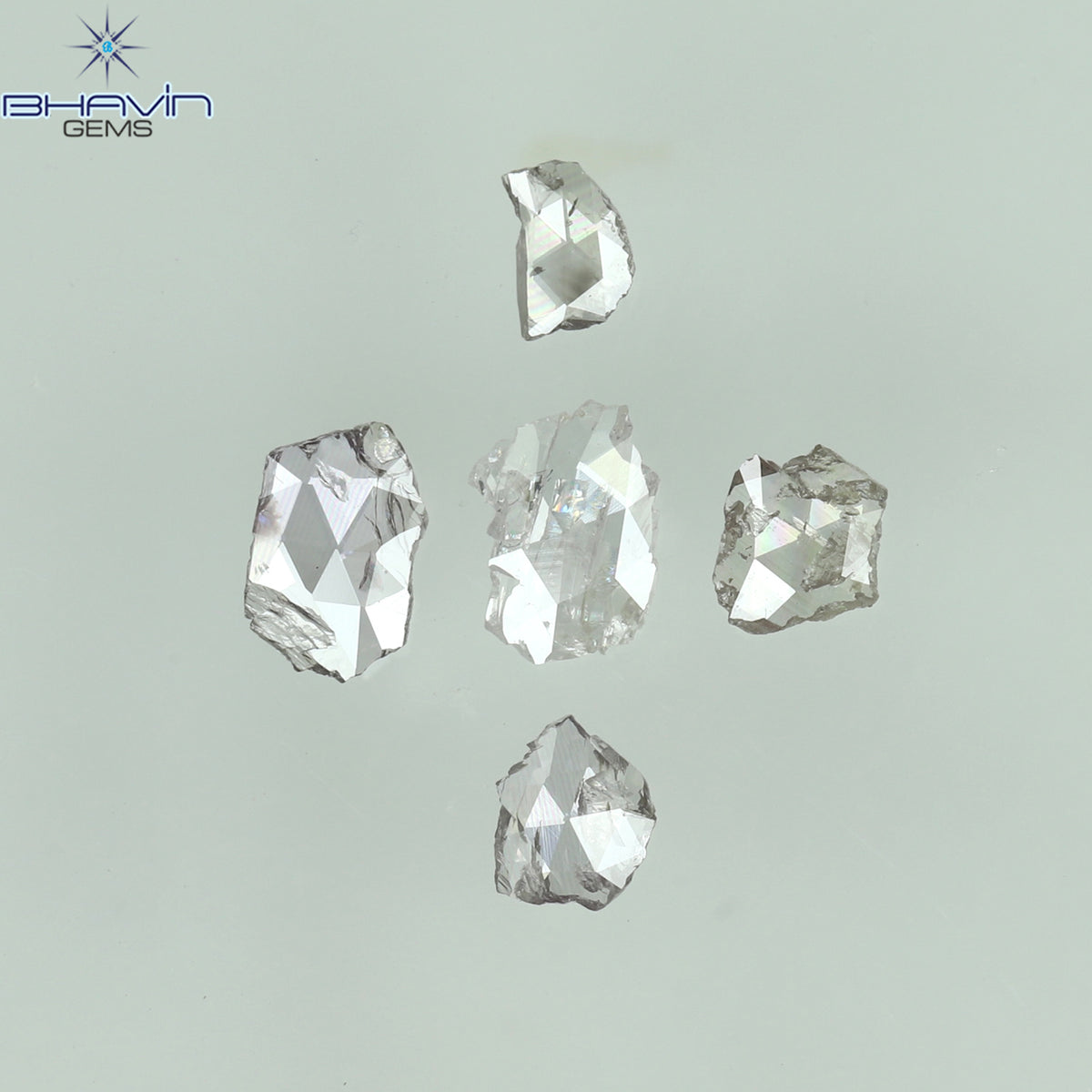 0.39 CT/5 ピース ローズカット ポルキ シェイプ ナチュラル ダイヤモンド ピンク カラー I2 クラリティ (4.84 MM)