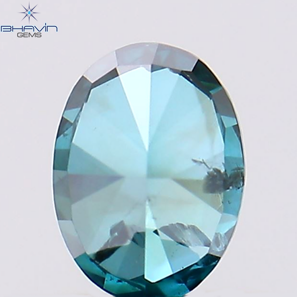 0.30 CT Oval Shape Natural Diamond Blue Color SI2 Clarity (4.67 MM)