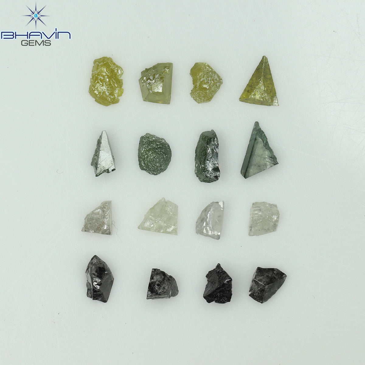 3.87 CT/57 Pcs Natural Rough Diamond Enhanced Mix Fancy Color Clarity I3 (3.28 MM)