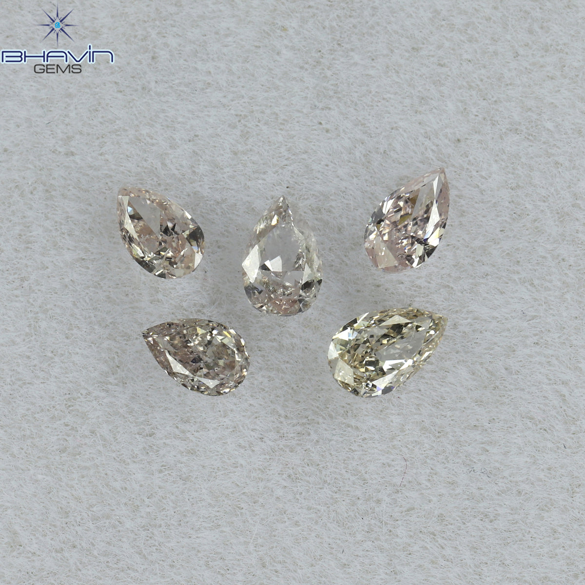 0.61 CT/6 ピース ペアシェイプ ナチュラル ダイヤモンド ミックス カラー VS2 クラリティ (3.97 MM)