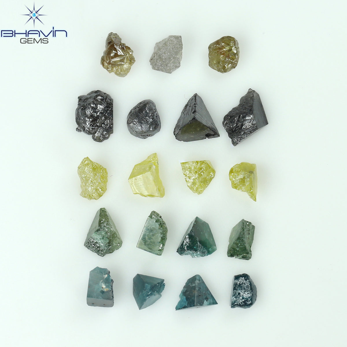 7.79 CT/38 Pcs Natural Rough Diamond Enhanced Mix Fancy Color Clarity I3 (3.89 MM)