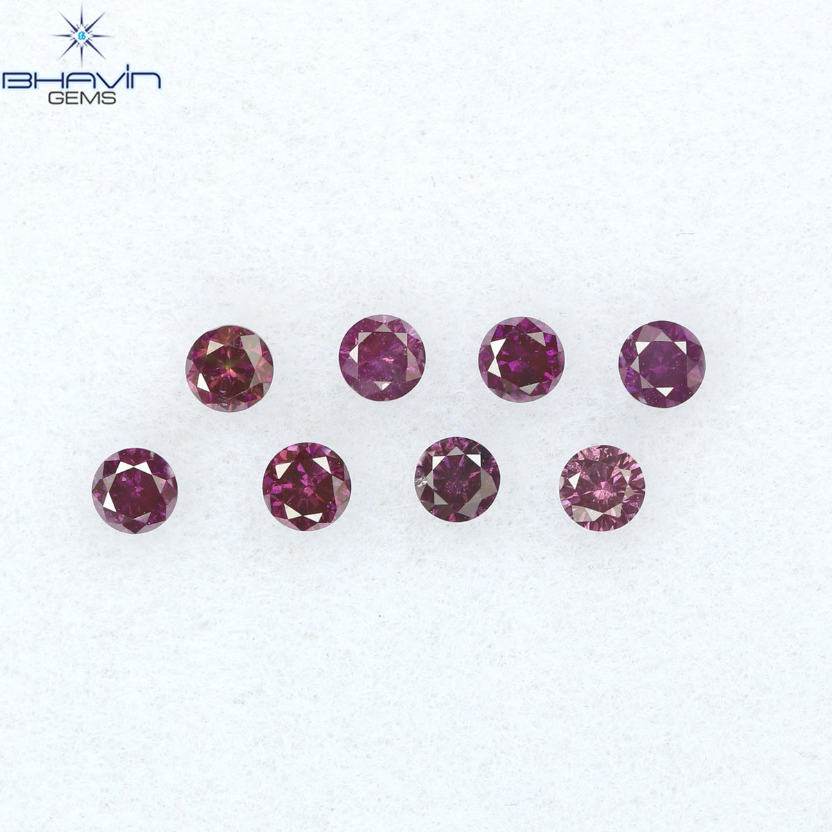 0.28 CT/8 PCS ラウンド ダイヤモンド ピンク色 天然ダイヤモンド I1 クラリティ (2.00 MM)