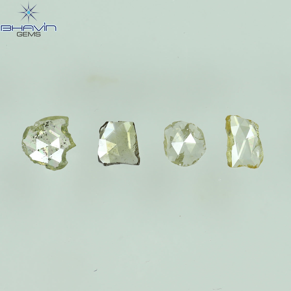 0.51 CT/4 ピース ローズカット ポルキ シェイプ ナチュラル ダイヤモンド ファンシー カラー I2 クラリティ (4.76 MM)
