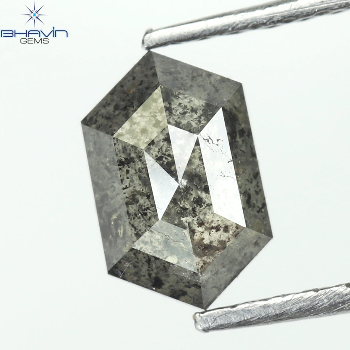 0.80 CT Natural Hexagon Diamond Salt And Pepper Color Clarity I3 (7.10 MM)