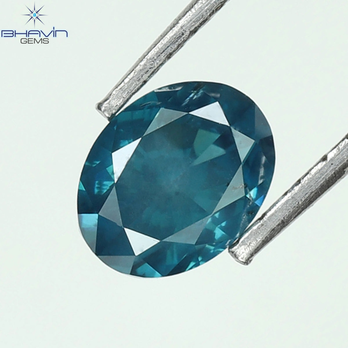 0.65 CT Oval Natural Diamond Enhanced Greenish Blue Color Clarity SI1 (5.70 MM)