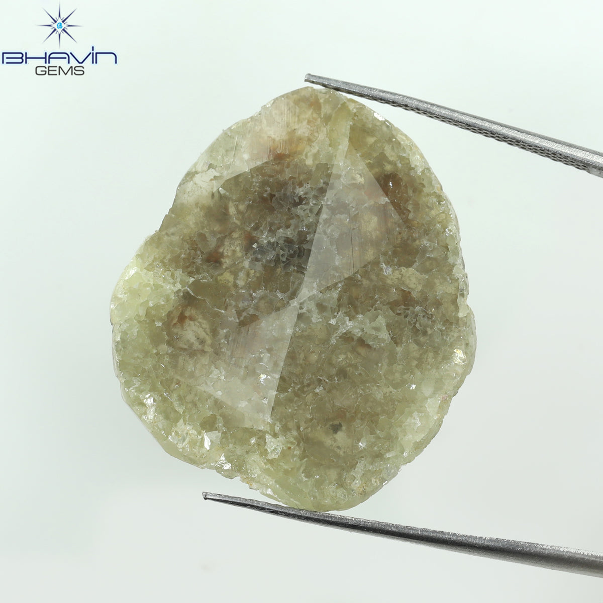 18.75 CT スライス シェイプ ナチュラル ダイヤモンド ソルト アンド ペッパー カラー I3 クラリティ (31.00 MM)
