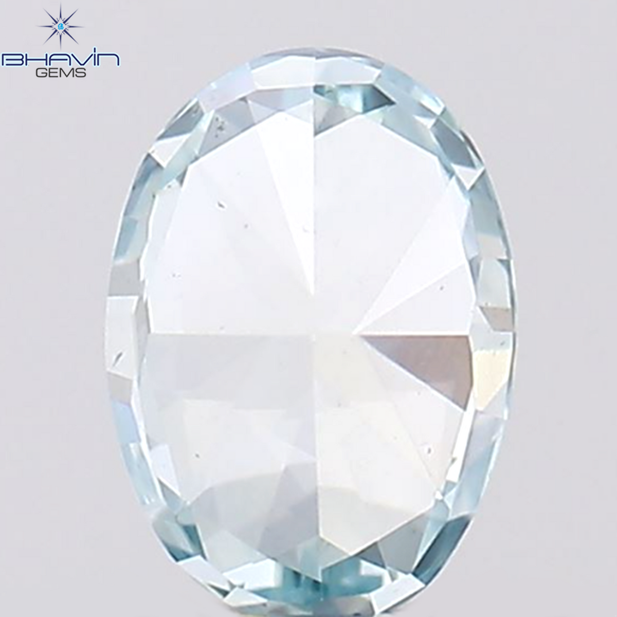 0.37 CT オーバル シェイプ ナチュラル ダイヤモンド グリーンがかったブルー カラー SI1 クラリティ (5.36 MM)