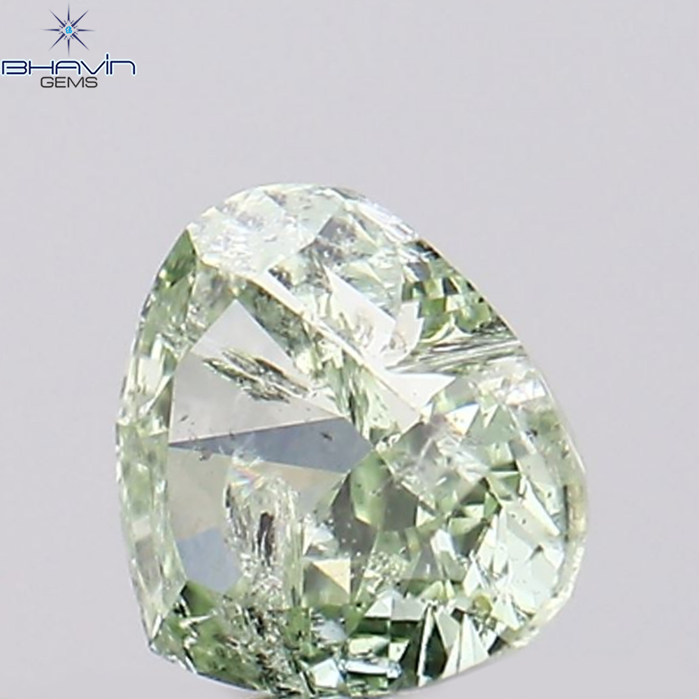 0.30 CT Natural Heart Diamond Enhanced Blueish Green Color Clarity I1 (4.22 MM)