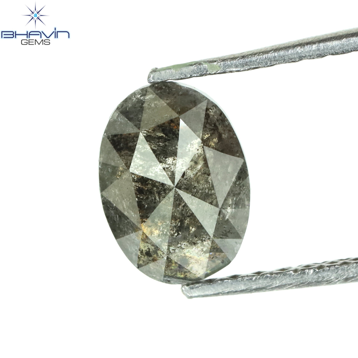 0.36 CT オーバルシェイプ ナチュラル ダイヤモンド ソルト アンド パッパー カラー I3 クラリティ (4.66 MM)