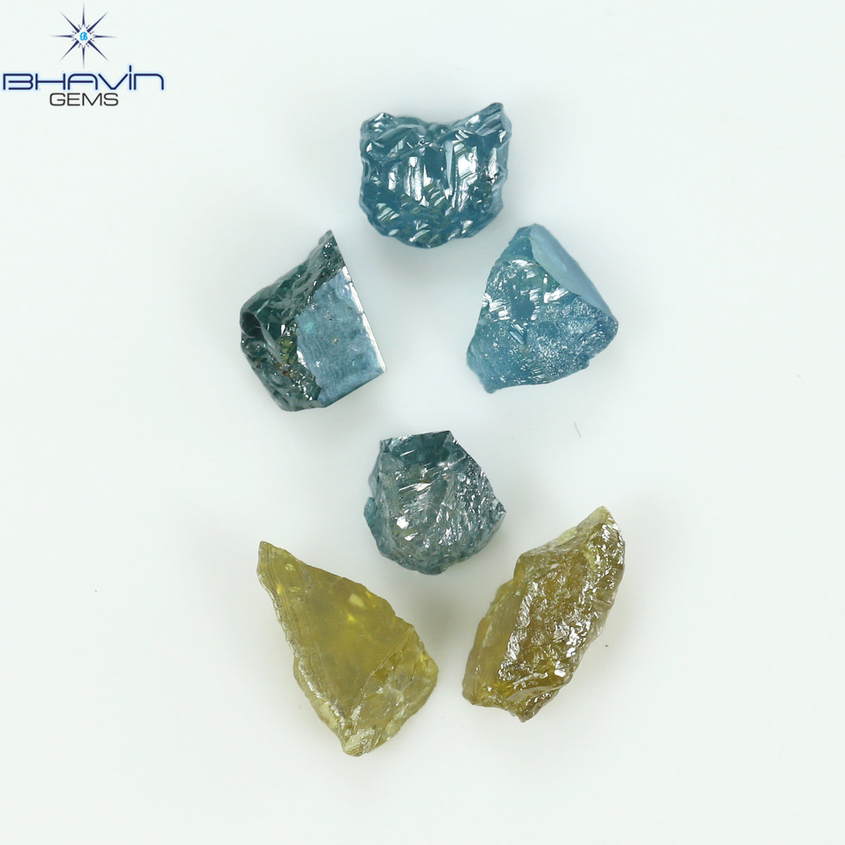 2.10 CT/6 Pcs Natural Rough Diamond Enhanced Mix Fancy Color Clarity I3 (6.32 MM)